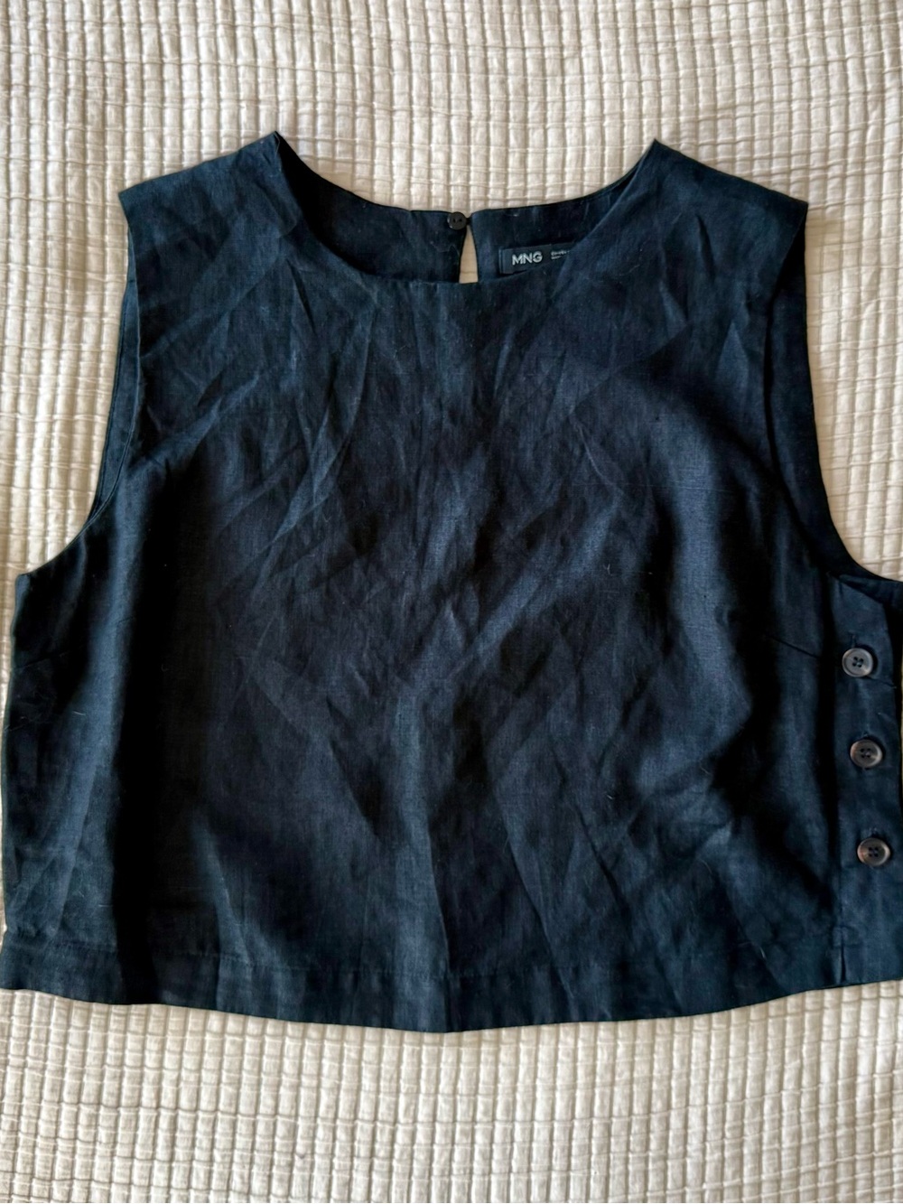 Mango Black Sleeveless Linen Tank